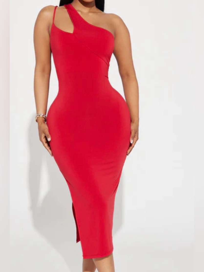 Fashion Nova Red Midi Dress W/Split Nwt